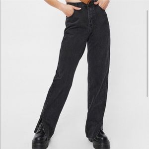 NASTY GAL COLLECTION Split Leg High Rise Jean Washed Black, Size 10, NWT